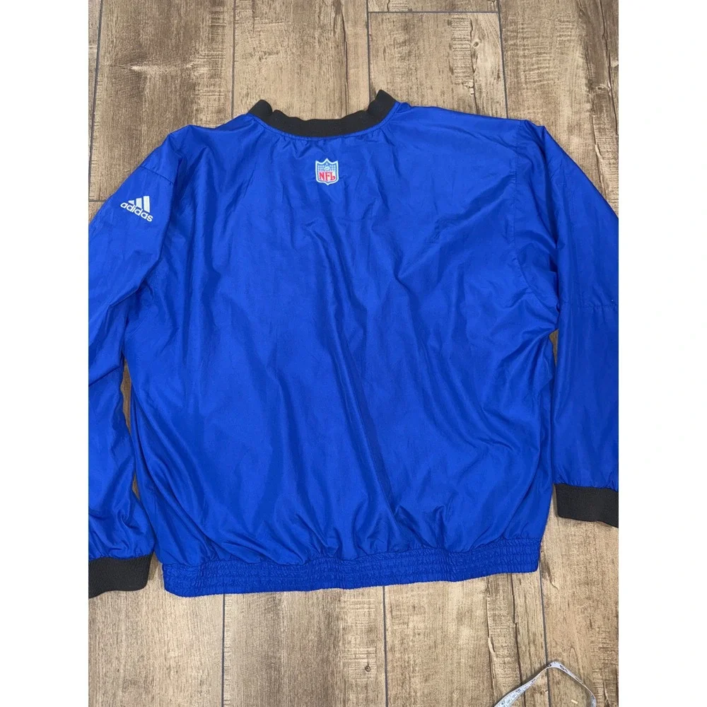 Adidas NFL Pullover Windbreaker Jacket Blue Mens V Neck Long‎ Sleeve